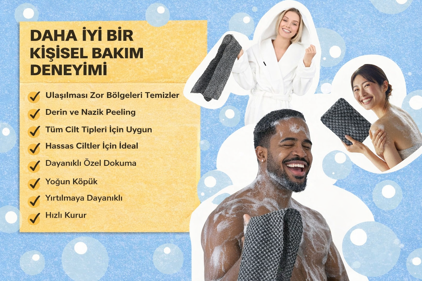 Blissal Peeling Antibakteriyel Duş Havlusu