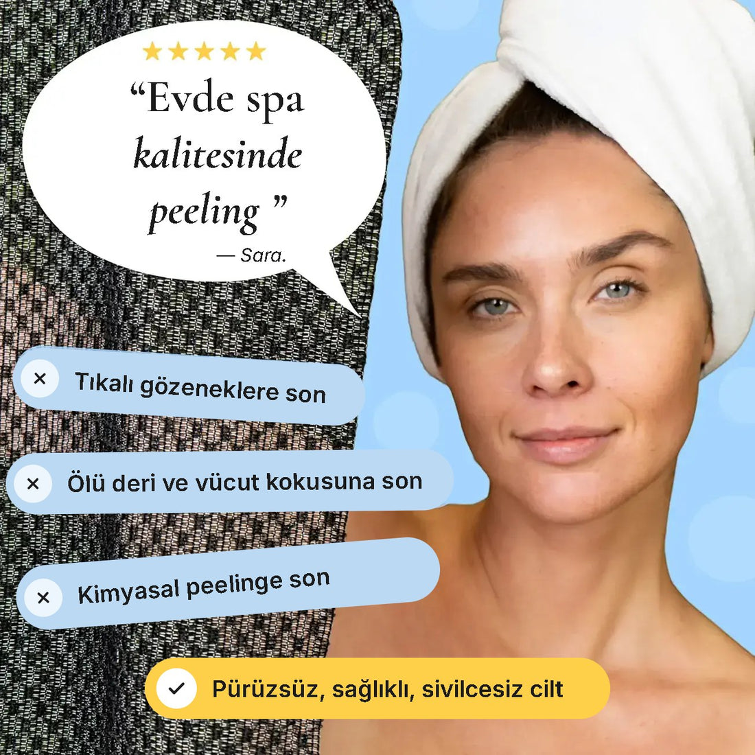 Blissal Peeling Etkili Antibakteriyel Duş Havlusu 2.0
