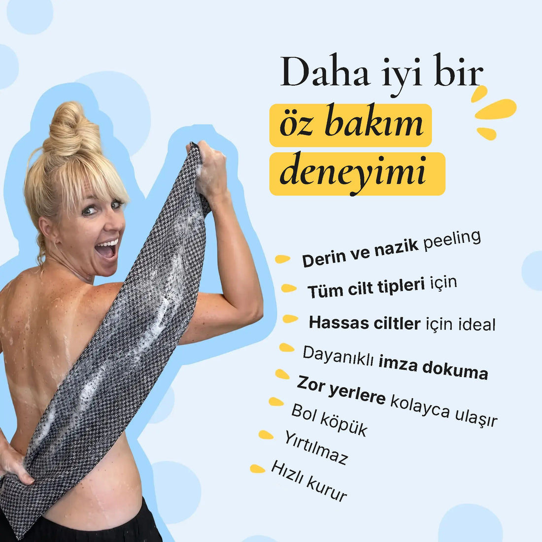 Blissal Peeling Etkili Antibakteriyel Duş Havlusu 2.0