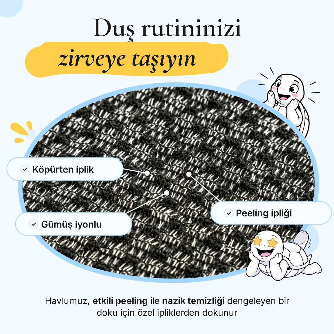 Blissal Peeling Etkili Antibakteriyel Duş Havlusu 2.0
