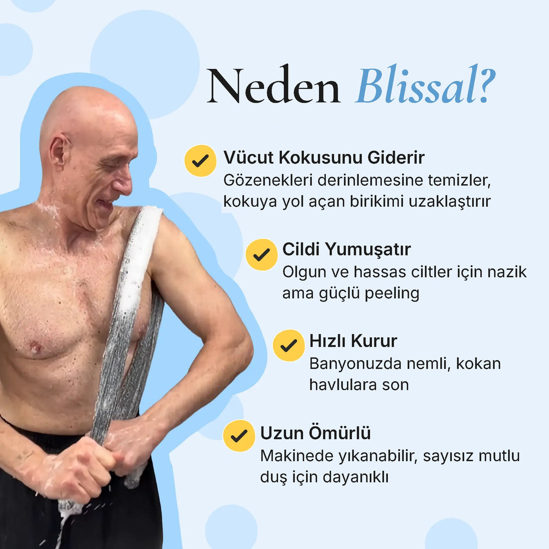 Blissal Peeling Etkili Antibakteriyel Duş Havlusu 2.0